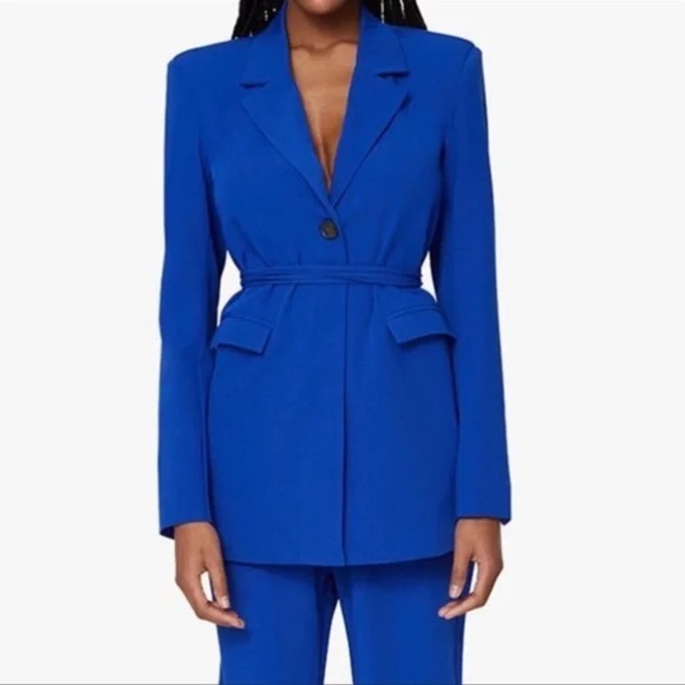NWT Danielle Bernstein Blue Tie Blazer